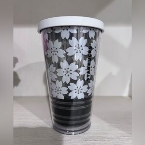 Starbucks Clear Floral Tumbler with White Lid